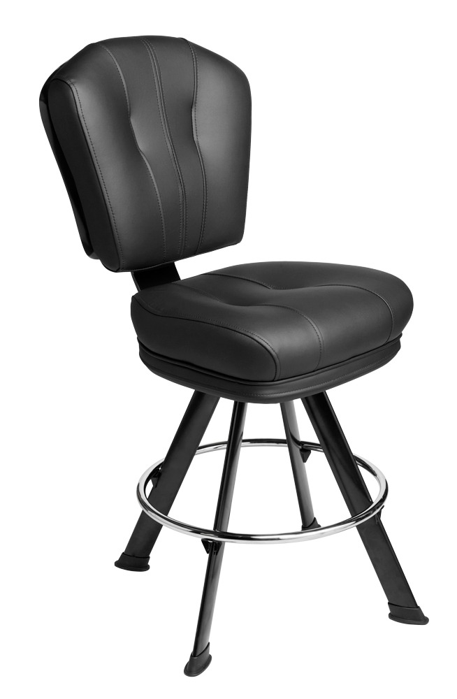 Monte Carlo Gaming Stool. Casino slot and table game chair on a 4-legged base with footring and swivel mechanism.