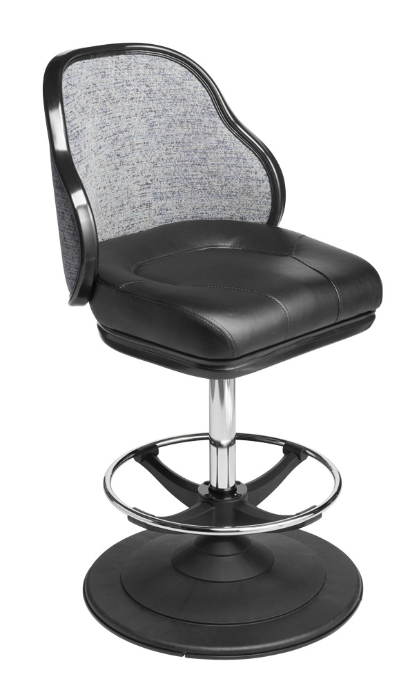 Jupiter casino chair. Casino seating for slot and table games. Disc base gaming stool with footring and swivel mechanism.