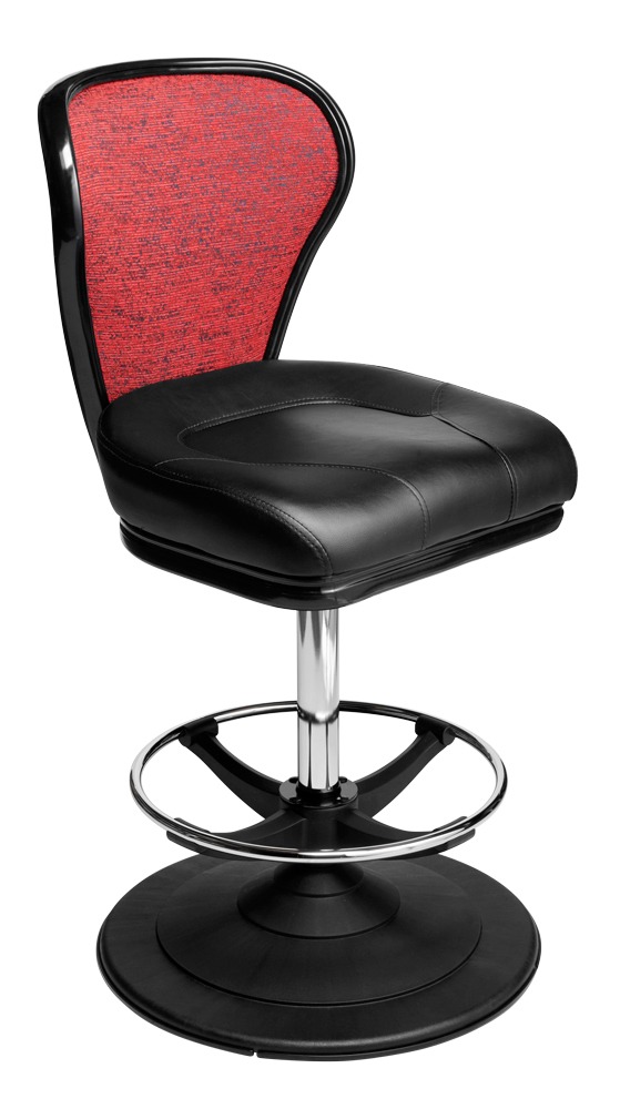 Pegasus casino chair. Casino seating for slot and table games. Disc base gaming stool with footring and swivel mechanism.
